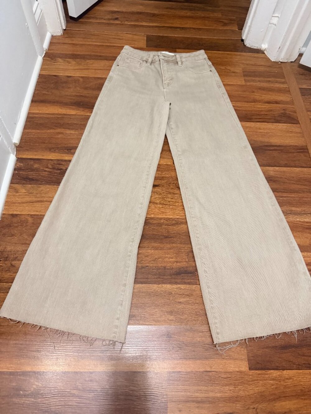 Risen Jeans Lurex Palazzo Taupe Pants Sz